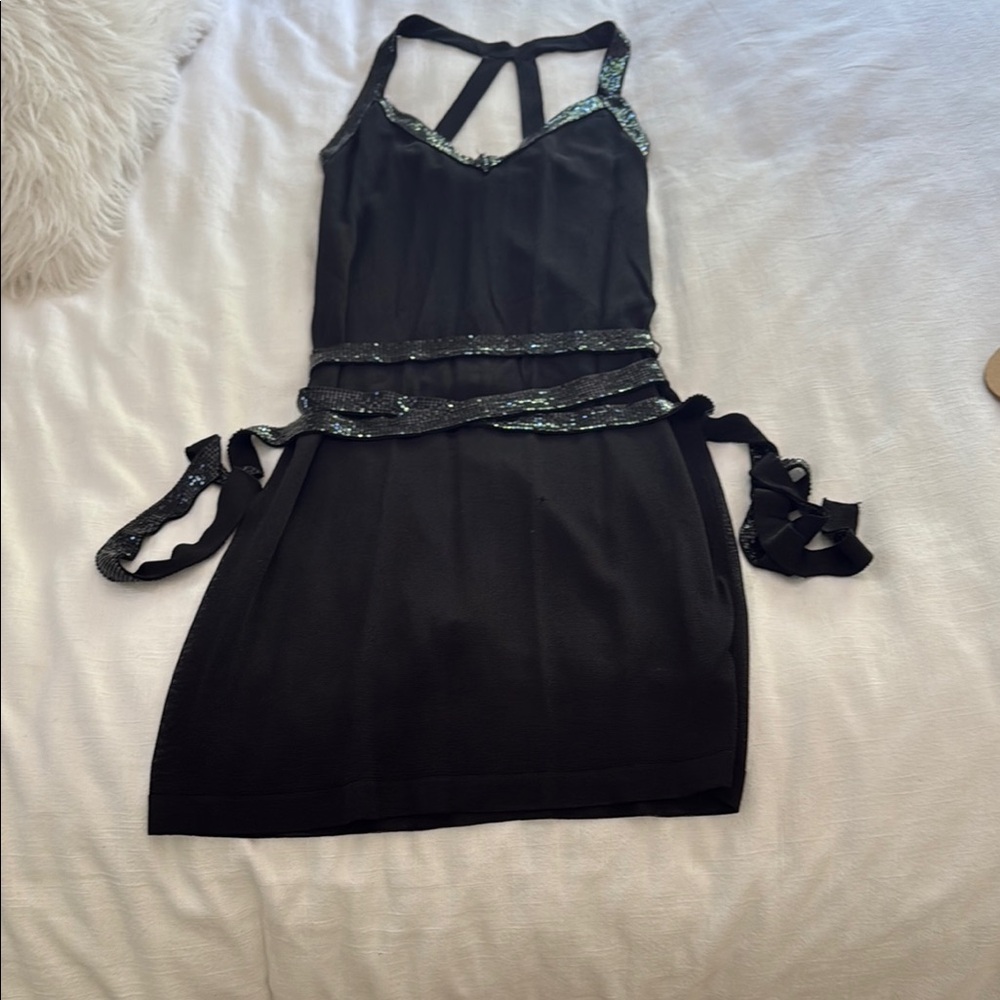 Marciano Black Halter Sheath Cocktail Dress